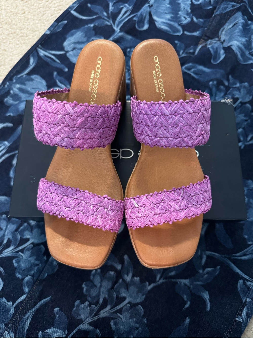Andre Assous Pink Braided Double-Strap Slide Sandals